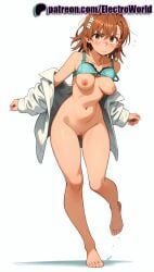 1girls 2025 ai_generated artist_name average_breasts barefoot blush bra breasts breasts breasts brown_eyes brown_hair bust chest electroworld exposed_nipples eyebrows_visible_through_hair female flower hair_flower hair_ornament hi_res high_quality high_resolution highres medium_breasts misaka_mikoto navel nipples nipples_outside normal_breasts open_clothes patreon patreon_username shirt short_hair simple_background solo stable_diffusion to_aru_kagaku_no_railgun to_aru_majutsu_no_index underwear watermark white_background