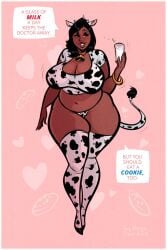 1girls 2010s 2019 2019s artist_signature belly big_breasts black_hair breasts chubby chubby_female cow_horns cow_print cow_print_bikini cow_print_legwear cow_print_thong dark-skinned_female dark_skin female full_body glass glass_of_milk holding_glass holding_milk holding_object hugotendaz innuendo jpg milk short_hair simple_background solo solo_female solo_focus standing text text_bubble thick_thighs thighhighs thighs thighs_bigger_than_head thong thunder_thighs thunderthighs venus_body