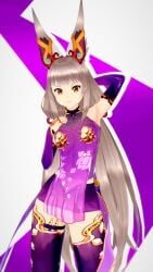1girls 3d animal_ears armwear face fate/grand_order female female_only grey_hair kama_(fate/grand_order) koikatsu long_hair mike_oxlong nia nia_(blade) small_breasts stockings xenoblade_(series) xenoblade_chronicles_2 yellow_eyes