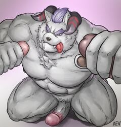 2019 3boys abruptus9 abs absurd_res anthro balls behemoth_(tokyo_afterschool_summoners) disembodied_penis erection furry gay handjob hi_res horn male male/male male_only monster muscular muscular_male nipples pecs penile penis sex tokyo_afterschool_summoners tongue video_games yaoi