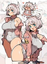 ass blue_eyes elphelt_valentine guilty_gear guilty_gear_strive itsuka_neru leotard sideboob thick_thighs thighs white_hair