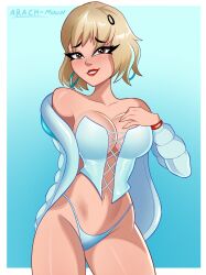 1girls bare_legs bare_shoulders bare_thighs big_breasts blue_eyes blush bra breasts clothed clothing color evie_(fortnite) female female_focus female_only fortnite fortnite:_battle_royale large_breasts lingerie long_hair moon_arachnid summitseeker_evie_(fortnite) thick_thighs underwear white_hair