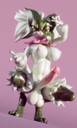 3d_(artwork) absurd_res anthro balls bedroom_eyes big_balls big_breasts big_penis breasts crouching digital_media_(artwork) erection felid feline generation_9_pokemon genitals gynomorph hi_res huge_filesize humanoid_genitalia humanoid_penis intersex looking_at_viewer mammal meowscarada midriff narrowed_eyes navel nintendo penis pokemon pokemon_(species) rarikoo seductive solo thatskelly