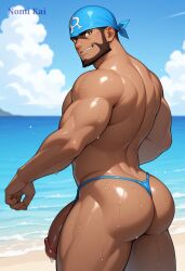 ai_generated archie_(pokemon) ass ass_focus bara beach gay male nomi_kai pokemon summer