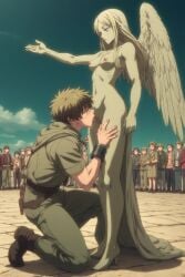 ai_generated angel angel_wings cult cunnilingus licking_pussy religion