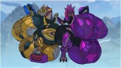 16:9 2025 alien anthro armor ass avian big_breasts big_bulge big_butt biped borisalien breastplate breasts bulge claws detailed_bulge digital_media_(artwork) duo futanari gynomorph gynomorph_anthro hair halo_(series) hand_holding hi_res huge_breasts huge_bulge huge_butt huge_hips huge_thighs hyper hyper_breasts hyper_bulge hyper_butt intersex intersex_anthro kig-yar looking_at_viewer microsoft pink_hair purple_hair ranged_weapon ruuhtian_(kig-yar) scalie short_stack thick_thighs weapon wide_hips widescreen xbox_game_studios
