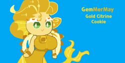 :> big_breasts caramelpearl_(artist) cookie_run cookie_run_kingdom gem_mermaid gold_citrine_cookie green_eyes mermaid mermaid_girl mermaid_tail mermay mermay2025 tagme yellow_hair yellow_tail