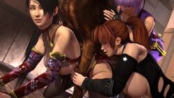 3d 3d_(artwork) 3d_animation 3d_model 3girls all_fours animated ayane_(doa) bestiality blueberg canid canine canis clothed clothed_sex clothes dead_or_alive dog doggy_style female feral feral_on_female feral_on_human feral_penetrating foursome gangbang german_shepherd group group_sex interspecies kasumi_(doa) kunoichi momiji_(ninja_gaiden) mp4 ninja_gaiden no_sound tecmo video zoophilia
