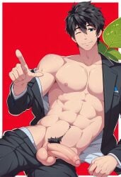 ai_generated bara full_service gay male male_focus male_only muscular muscular_male snackji tomoki_nakamoto yaoi
