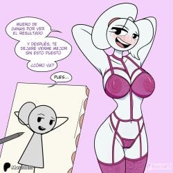 2d areolae big_breasts bra carla carla_en_la_oficina karla lingerie marioa13 nipples panties patreon patreon_logo patreon_username pinture spanish_text stickman stickwoman