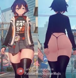 1girls 3d animated back_view belle_(zenless_zone_zero) big_ass big_breasts black_panties black_shirt breasts building fat_ass front_and_back front_view game_mod hazeker large_ass light-skinned_female light_skin mod no_sound panties patreon patreon_logo patreon_username shorter_than_10_seconds skirt sky split_screen street tagme thick_thighs thighhighs thighs video video_games walking zenless_zone_zero
