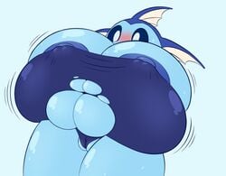 1girls 2019 anthro anthrofied areola big_ass big_breasts big_nipples bikini blue_body blue_fur blue_nipples blue_sclera blue_skin blush bodily_fluids breast_expansion breasts bursting_breasts cameltoe canine cant_stop_expanding cant_stop_growing chubby clothed clothing eeveelution female fins frill_(anatomy) furry huge_breasts hyper hyper_breasts hyper_nipples k--10 large_areolae large_ass motion_lines nervous nervous_sweat nintendo nipple_slip nipples pokémon_(species) pokemon pokemon_(species) pokemon_rgby pokemorph pussy shortstack shy simple_background solo standing sweat sweating swimwear thick_thighs torn_clothing uncontrollable_expansion uncontrollable_growth underboob vaporeon video_games wardrobe_malfunction white_eyes wide_hips