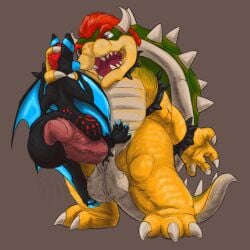 2boys anthro anthro_on_anthro asphyxiation balls big_penis bowser canid canine choking cock_ring deckarddragoon dragon duo enormous_penis erection fox furry furry_male furry_only gay genitals ghostfox hi_res horn interspecies male male/male mammal mario_(series) mythological_canine mythological_creature mythological_scalie mythology nintendo penis reptile scalie shell size_difference tail turtle werecanid werecanine werecreature werewolf wings