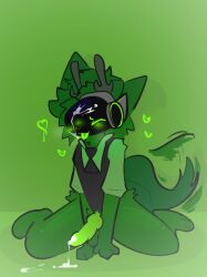 anthro blush bodily_fluids cum cum_drip cum_in_mouth cum_inside cum_on_face cum_on_penis dripping elite_protogen genital_fluids genitals knot machine male male_focus male_only penis protogen solo unknown_artist