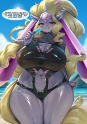 1girls anthro beach big_breasts diancie huge_breasts mleonheart pokemon pokemon_(species) rapidash thick_thighs