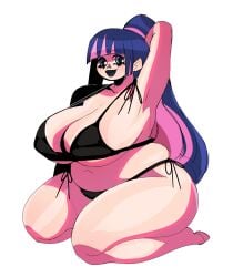 1girls artist_request bbw big_breasts bikini chubby chubby_female female huge_breasts light-skinned_female light_skin micro_bikini panty_&_stocking_with_garterbelt stocking_anarchy thick_thighs
