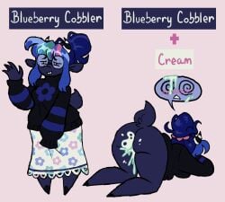 anthro ass blue_body bodily_fluids bovid caprine clothing cum cum_in_ass cum_in_pussy cum_inside eyewear female genital_fluids glasses goat hi_res humanoid mammal nerd river-zombie solo