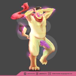 1boy alternate_color anthro anthrofied chubby eye_contact fur furry furry_only furry_tail glowchu looking_at_viewer nintendo original_character patreon penis pikachu pokemon pokemon_rgby source_request testicles text url watermark wide_hips