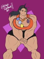 alternate_muscle_size lewdredheadart muscular_female necklace nemona_(pokemon) pokemon pokemon_sv