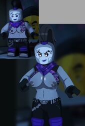 1girls alexx101 artist_name big_breasts black_hair breasts edited female female_only grey_skin hairband huge_breasts lego mostly_clothed ninjago pants punk_girl purple_lips scarf sideboob sons_of_garmadon_(ninjago) topless_female ultra_violet_(ninjago) white_facepaint