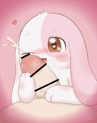 <3_eyes bodily_fluids breath censor_bar censored cum cum_on_body cumshot domestic_rabbit dream_maker_watanabe duo ejaculation eyelashes female female_focus feral fur genital_fluids happy_happy_clover heart hi_res human humanoid_penis interspecies lagomorph leporid licking lop_rabbit male mallow_(hhc) mammal one_eye_closed open_mouth orgasm oryctolagus penis pink_background pink_body pink_fur rabbit simple_background solo_focus straight tongue tongue_out white_body white_fur wink