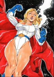 1girls 2019 belt big_breasts big_breasts blonde_hair blue_belt blue_eyes blue_gloves breasts busty cape cleavage_cutout dated dc dc_comics ed_benes_studio female female_only flight flying from_below gloves justice_society_of_america karen_starr kryptonian large_breasts leotard lipstick pinup power_girl purple_lips purple_lipstick red_cape signature solo space starry_sky superheroine thighs vagner_fernandes white_leotard