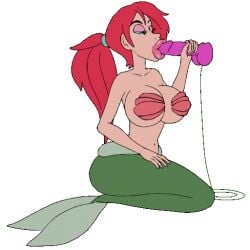 1girls ariel bambook breasts dildo fellatio female female_only large_breasts merfolk mermaid sex_toy sucking_dildo tagme the_little_mermaid the_little_mermaid_(1989_film)