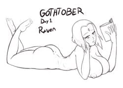 1girls areolae ass big_breasts book breasts bubble_butt busty cartoon_network dc dc_comics female female_focus female_only gothtober hourglass_figure inktober nipples nude pinup pose posing rachel_roth raven_(dc) short_hair sketch slashysmiley solo straight_hair tagme teen_titans toonami wide_hips