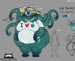 alien alien_boy character_sheet fat_ass fat_male hat huge_ass huge_belly huge_male t-shirt tentacle the_tourist_(zeblackballd) tourist zeblackballd_(artist)
