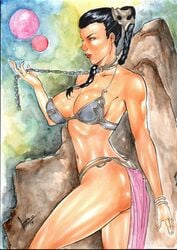 1girls 2019 ass bad_anatomy big_breasts black_hair blue_bra blue_eyes bra bracelet bracelets braid breasts busty chains dated ed_benes_studio female female_only holding_chain large_breasts leonardo_lourenco loincloth long_hair metal_bikini panties pink_panties pinup princess_leia_organa red_lips red_lipstick return_of_the_jedi rock signature slave_leia slave_leia_(cosplay) smile smiling solo star_wars tatooine thighs upskirt