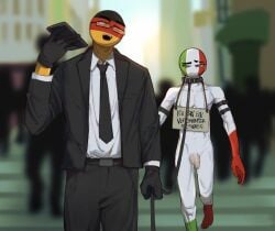 2boys color colored countryhumans dafriix domination exhibitionism gay gay_domination gay_male germany_(countryhumans) humiliation italy_(countryhumans) male male_only public public_humiliation public_nudity yaoi