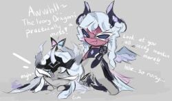 backshot backshots cookie_run cookie_run_ovenbreak from_behind genderless half_dressed larger_sub larger_sub_smaller_dom longan_dragon_cookie lychee_dragon_cookie no_they_are_not_related semi_dressed smaller_dom smaller_dom_larger_sub