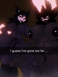 2girls 3:4 3d 3d_(artwork) big_balls big_breasts big_nipples big_penis black_fur cjuice da.nilkaz female from_below furry futanari huge_breasts karelia_(acerattman) looking_at_viewer mal0 malo pierced_belly_button pierced_ears pierced_nipples piercing posing_for_the_viewer scp-1471 scp-1471-a scp_foundation smile smiler_(the_backrooms) tail taker_pov teeth text thick_thighs tongue tongue_out