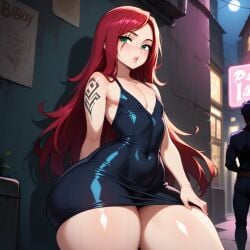 1boy _litho_ ai_generated big_ass dress femboy katarina_du_couteau league_of_legends tagme thick_thighs