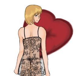 ass_exposed black_lace butt_exposed death_note heart_background keehl lingerie mello mihael_keehl miheal suggestive_look thong