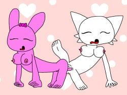 2futas ass breasts feet futa_on_futa futa_only futa_sans_balls futanari futanari_penetrated futanari_penetrating heart heart mutual_penetration nipples pickypiggyfruits pink_futa pinki_(sprunki) sprunki vaginal_penetration vaginal_sex wenda_(sprunki) white_futa