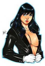 1girls 2019 bangs big_breasts black_eyebrows black_hair black_jacket blue_eyes breasts busty cleavage collarbone color dc dc_comics ed_benes_studio eye_contact eyebrows eyebrows_behind_hair female female_only gloves hair_between_eyes homo_magi jacket justice_league kaloy_costa_(artist) large_breasts looking_at_viewer naked_gloves naked_jacket no_bra no_bra_under_clothes pinup red_lips red_lipstick signature sketch solo straight_hair superheroine white_gloves zatanna zatanna_zatara