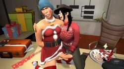 big_balls big_penis christmas_clothing female femboy femdom femscout gift_box leaking_precum precum roomfour004 scout scout_(team_fortress_2) straight team_fortress_2
