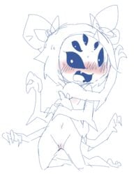 2016 6_arms blush doneru muffet open_mouth pussy simple_background solo undertale video_games