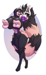 amethyst_rose anthro ass big_lips breast_mouth corset furry huge_breasts kaa_eyes lipples lips mascot_head meshpet mind_control multicolored_hair nipple_mouth original original_character red_panda underbust wink