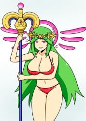 alternate_costume breasts female green_hair hypnosis kid_icarus kid_icarus_uprising looking_at_viewer mind_control nintendo palutena solo sortish-kinda swimsuit tagme