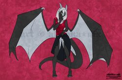 1girls 2019 4_toes 5_fingers alishka anthro breasts clothing distracting_watermark dragon dragoness dress female female_only fingers hair horn membrane_(anatomy) membranous_wings non-mammal_breasts pussy scalie solo standing toes watermark western_dragon white_hair wings