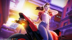 1girls 3d alternate_costume blender breasts cruiser_d.va d.va effectsmaster231 female motorcycle orange_eyes overwatch posing solo