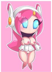 1girls alien blue_eyes breast_grab breast_squeeze breasts female female_only kirby_(series) kirby_planet_robobot kirby_star_allies long_hair mouthless mouthless_female nintendo nipples pink_hair pussy shortstack simple_background solo susanna_patrya_haltmann susie_(kirby) tagme tagme_(artist) vagina