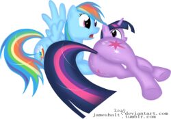 2012 absurd_res alpha_channel anus ass cutie_mark duo equid equine eye_contact female feral friendship_is_magic hi_res horn jameshalt looking_at_another mammal my_little_pony pterippus rainbow_dash_(mlp) simple_background transparent_background twilight_sparkle_(mlp) unicorn wings