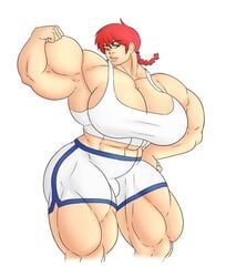 1futa abs aged_up breasts bulge canon_genderswap cleavage clothed clothing extreme_muscles flexing futa_only futanari hyper hyper_muscles intersex large_breasts large_muscles modezombie muscular muscular_futanari muscular_thighs pose ranma-chan ranma_1/2 ranma_saotome red_hair solo standing white_background workout workout_clothes