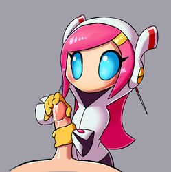 1girls alien artist_request blue_eyes cum female gray_background handjob kirby_(series) kirby_planet_robobot long_hair looking_at_penis masturbation mouthless mouthless_female nintendo penile_masturbation penis penis_grab pink_hair simple_background susanna_patrya_haltmann susie_(kirby) tagme tagme_(artist)