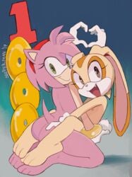 2019 2girls age_difference amy_rose animal_ears anthro anthrofied ass black_nose bracelet brown_eyes brown_nose bunny butt completely_nude completely_nude_female cream_the_rabbit cub cute cute_fang eulipotyphlan eyelashes fang feet female female_only flat_chest full_body fur green_eyes headband heart hedgehog lagomorph long_ears mammal multiple_girls nipples nude nude_female oerba_yun_fang open_mouth open_smile pink_fur rabbit sega short_hair smile sonic_(series) sonic_team sooperman tail tan_fur text video_games young