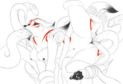 2012 4_toes amaterasu anthro anthrofied black_nipples black_nose black_pawpads black_sclera black_tongue bodily_fluids breasts canid canine canis capcom crying cum cum_in_mouth cum_inside deity ears_back eyebrows eyelashes fangs female forced fur furry genital_fluids looking_up mammal markings navel nipples nnecgrau nude okami open_mouth oral pawpads pivoted_ears raised_leg rape restrained sex simple_background solo stretched_pussy tears tentacle tentacle_in_mouth tentacle_rape tentacle_sex toes tongue tongue_out vaginal_penetration white_background white_fur white_tail wolf yellow_eyes