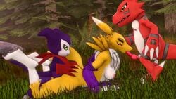 1girls 2boys 3_fingers 3_toes 3d animal_genitalia animal_penis animated anthro anthro_on_anthro balls black_sclera blue_eyes bouncing_breasts breasts canid canine canine_penis claws clothing devilscry digimon digimon_(species) dinosaur doggy_style domination erection fellatio female femsub fox from_behind fur furry gloves group group_sex guilmon half-closed_eyes hanging_breasts head_grab hi_res imp impmon interspecies knot larger_female male male_domination maledom mammal mounted nipples no_sound nude open_mouth oral outdoors paws penetration penis purple_fur pussy renamon reptile scalie scarf sex sharp_claws sharp_teeth size_difference small_dom_big_sub smaller_male smile source_filmmaker spitroast straight tail teeth testicles threesome toe_claws two_doms_one_sub vaginal_penetration video white_fur wide_hips yellow_fur